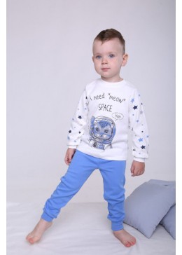 Модный карапуз бело-голубая пижама для мальчика 03-01019-1